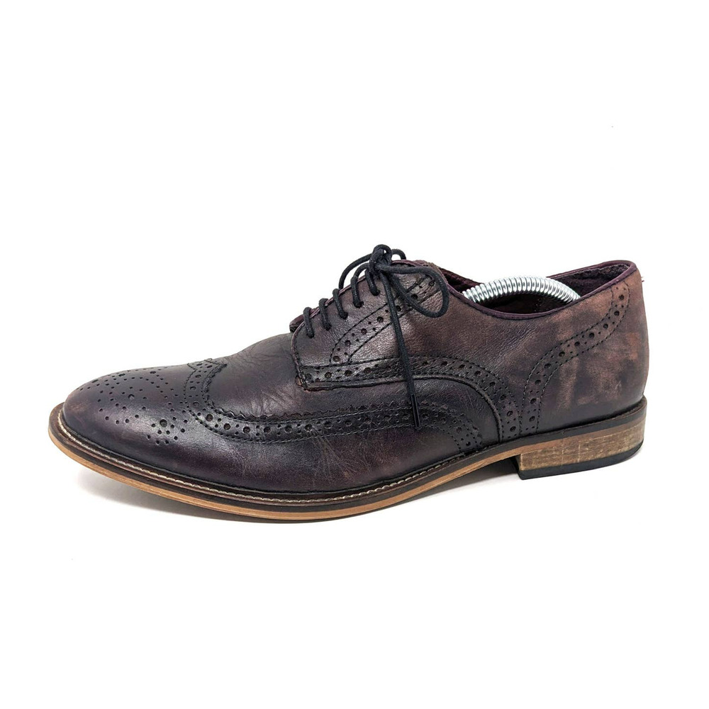 Studio Ink Shoes Mens 8.5 Carthage Brogue Wingtip Oxford Lace Up Burgundy Cherry